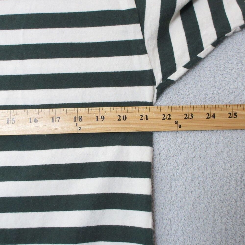 VTG Guess Jeans T-Shirt Mens M Green White Stripe Embroidered Logo Crew Neck - Picture 4 of 7